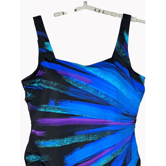 Swimsuits For All Women’s Plus 20 Blue One Piece Wireless Padded Swimsuit New - Picture 2 of 8